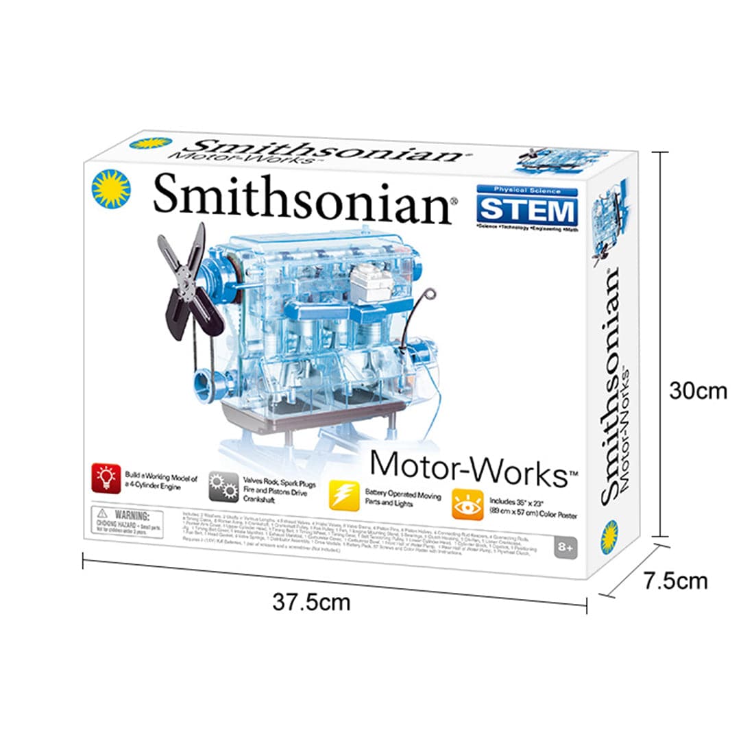 Smithsonian DIY Inline 4 Cylinder Car Engine Model Kit STEM Science Gift Blue