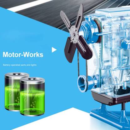 Smithsonian DIY Inline 4 Cylinder Car Engine Model Kit STEM Science Gift Blue