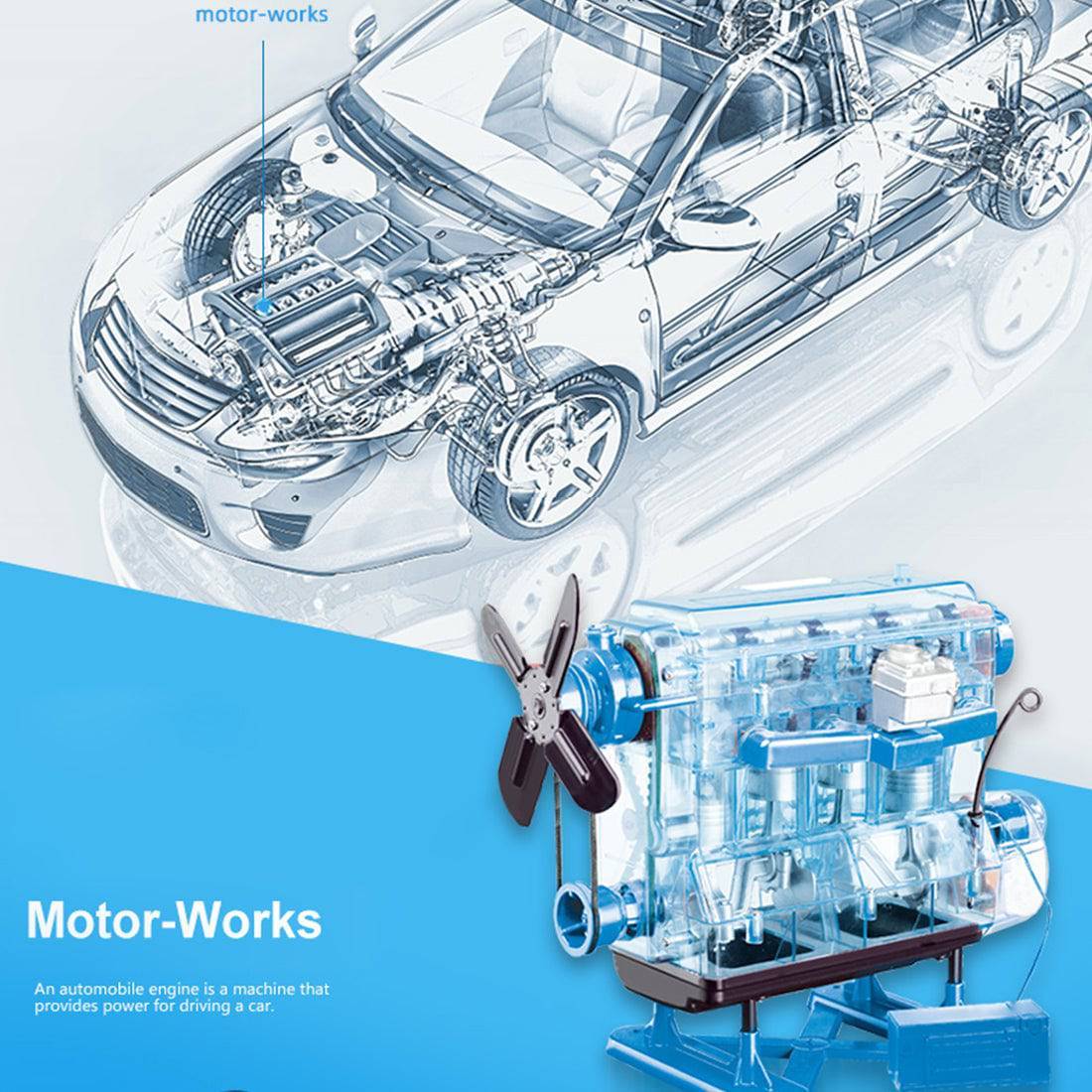 Smithsonian DIY Inline 4 Cylinder Car Engine Model Kit STEM Science Gift Blue