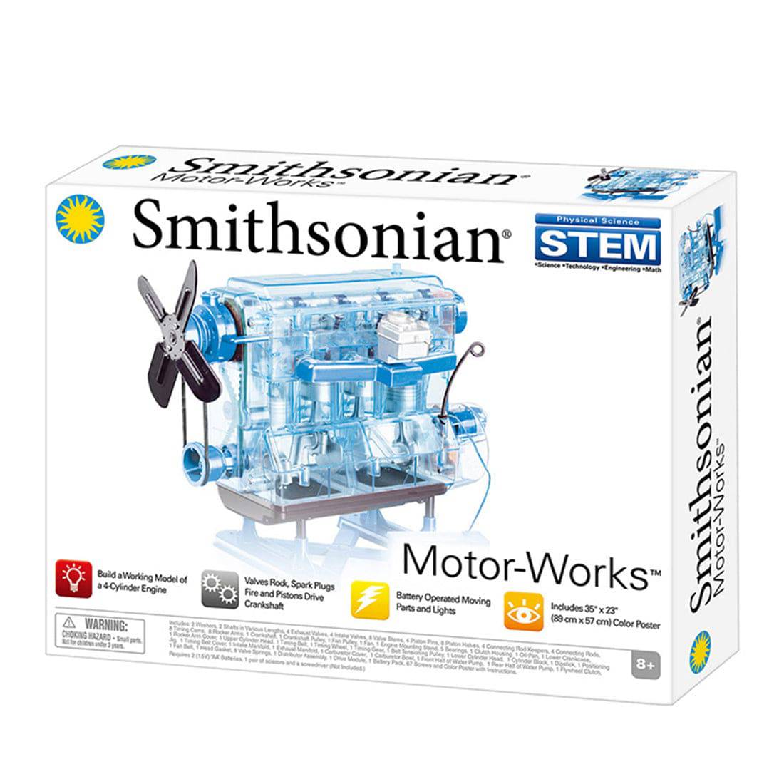 Smithsonian DIY Inline 4 Cylinder Car Engine Model Kit STEM Science Gift Blue