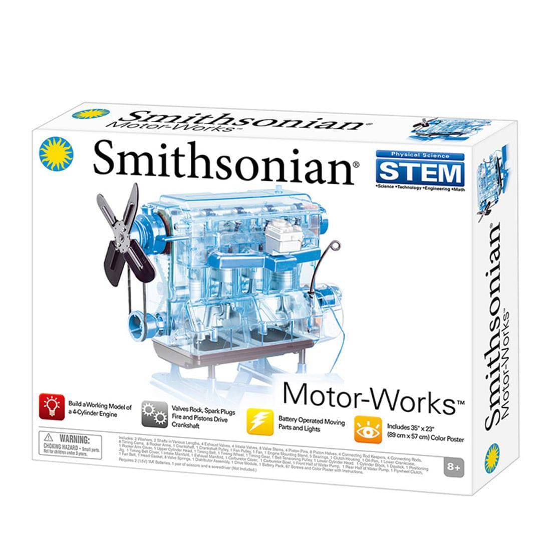 Smithsonian DIY Inline 4 Cylinder Car Engine Model Kit STEM Science Gift Blue