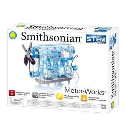 Smithsonian DIY Inline 4 Cylinder Car Engine Model Kit STEM Science Gift Blue