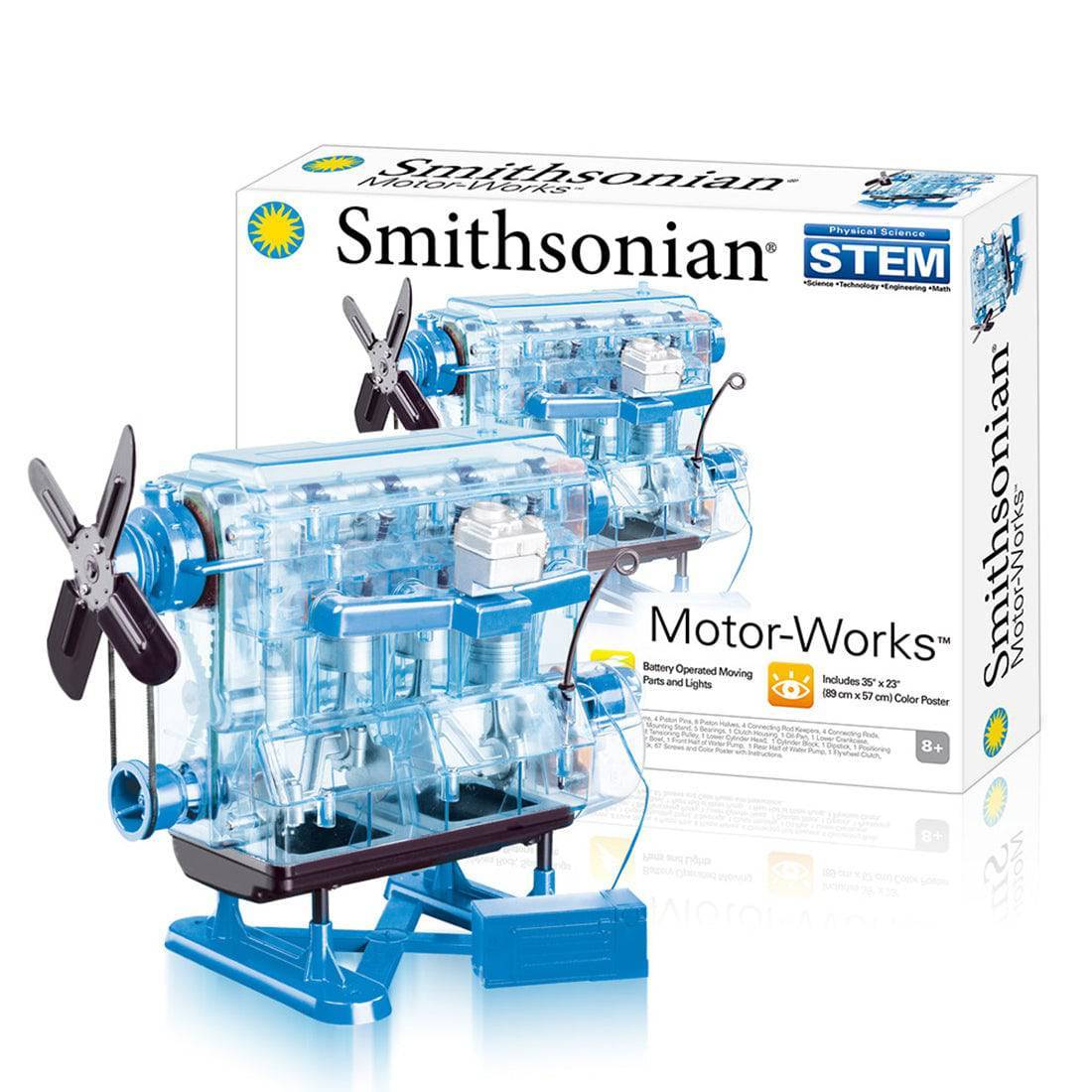 Smithsonian DIY Inline 4 Cylinder Car Engine Model Kit STEM Science Gift Blue
