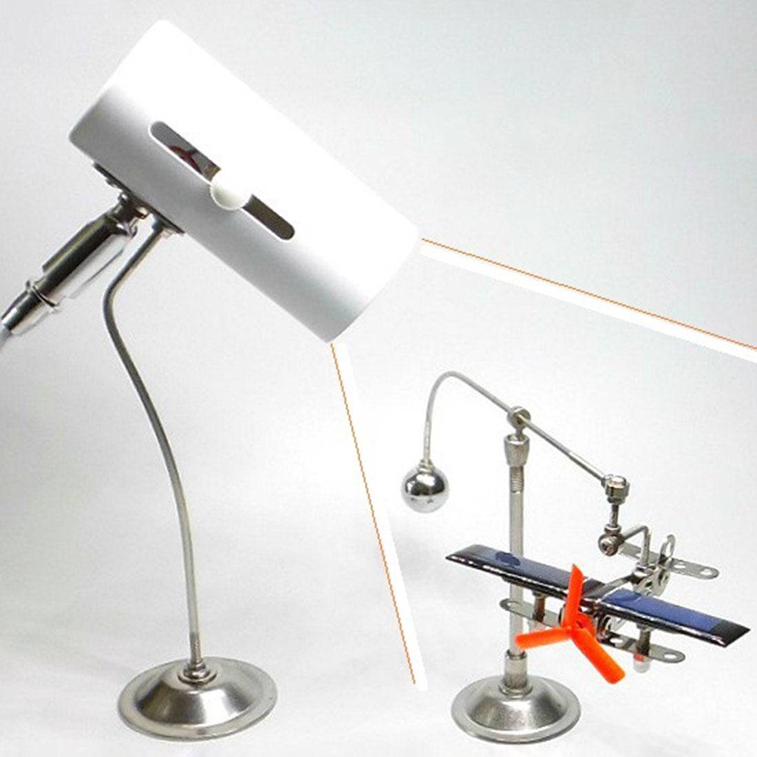 Solar Powered Aircraft Balance Model Physics Science Toy with Auxiliary Lamp Desk Gadget