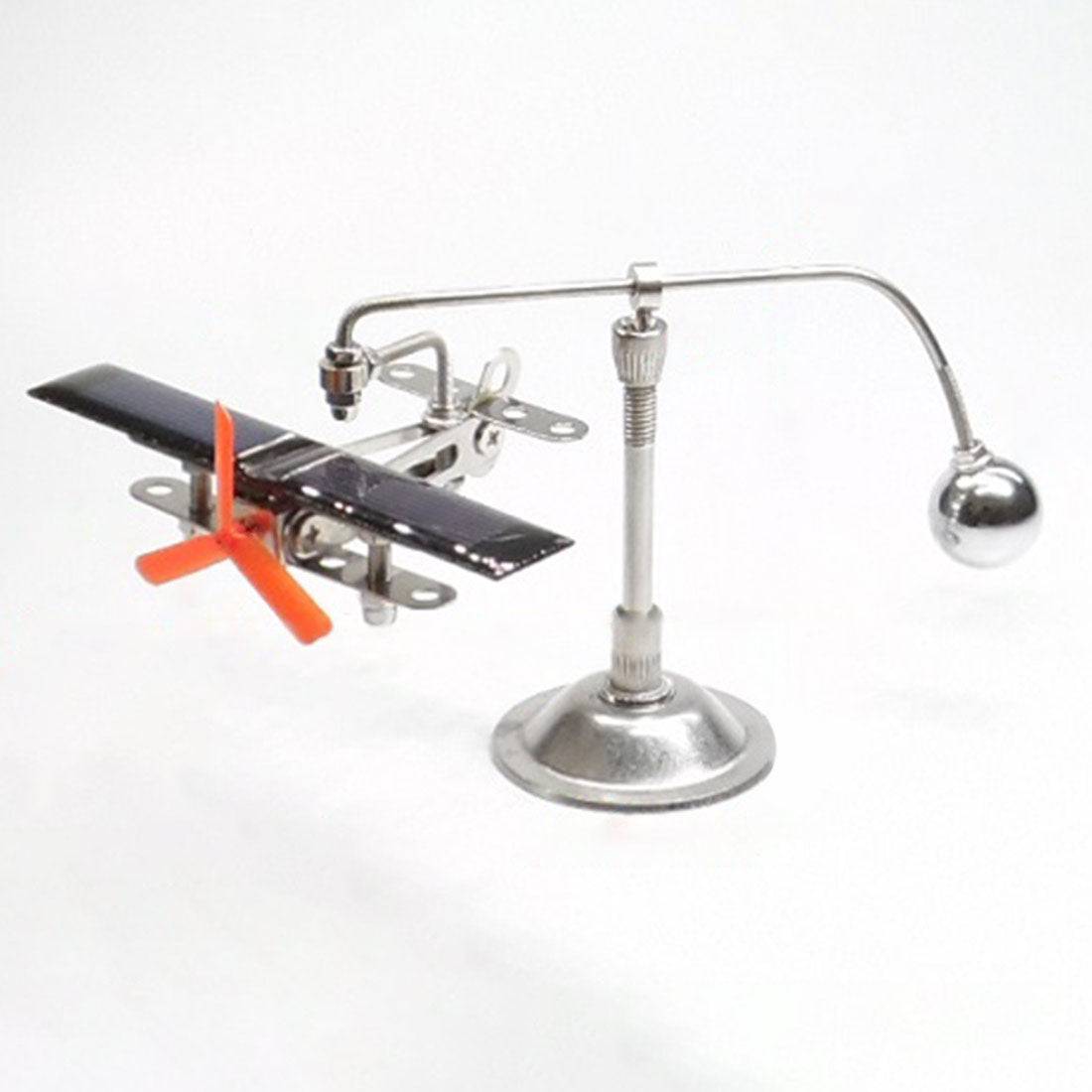 Solar Powered Aircraft Balance Model Physics Science Toy with Auxiliary Lamp Desk Gadget