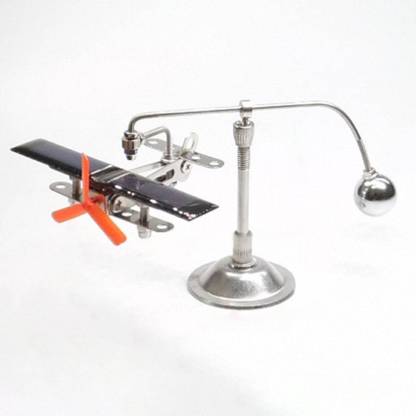 Solar Powered Aircraft Balance Model Physics Science Toy with Auxiliary Lamp Desk Gadget