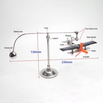 Solar Powered Aircraft Balance Model Physics Science Toy with Auxiliary Lamp Desk Gadget
