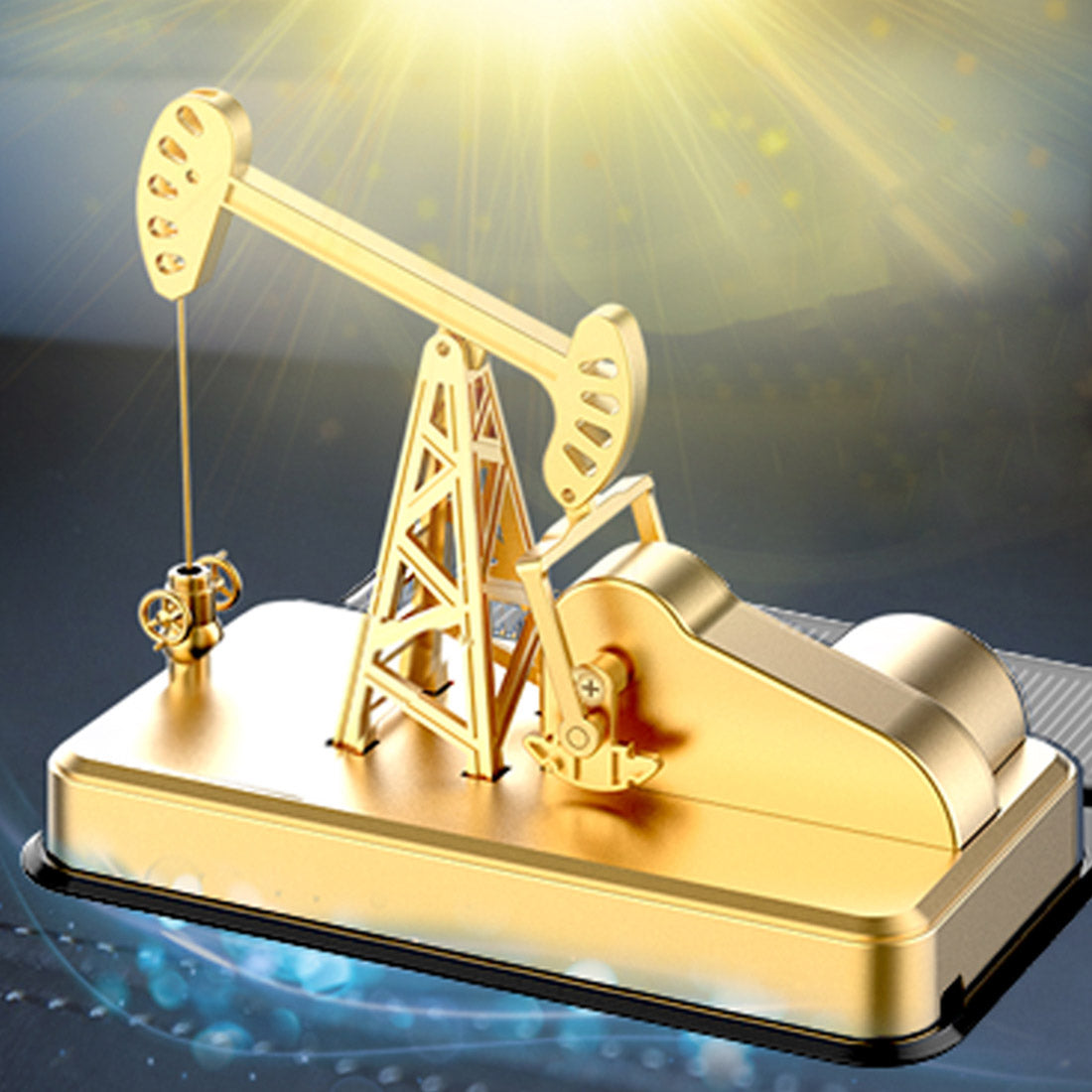 Solar Powered Pump Jack Model Oil Rig Replica Car Aromatherapy Diffuser Kinetic Art-helloworld7