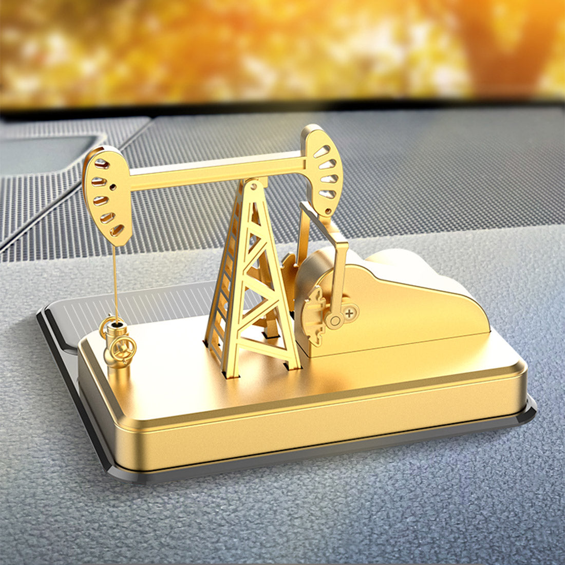 Solar Powered Pump Jack Model Oil Rig Replica Car Aromatherapy Diffuser Kinetic Art-helloworld7
