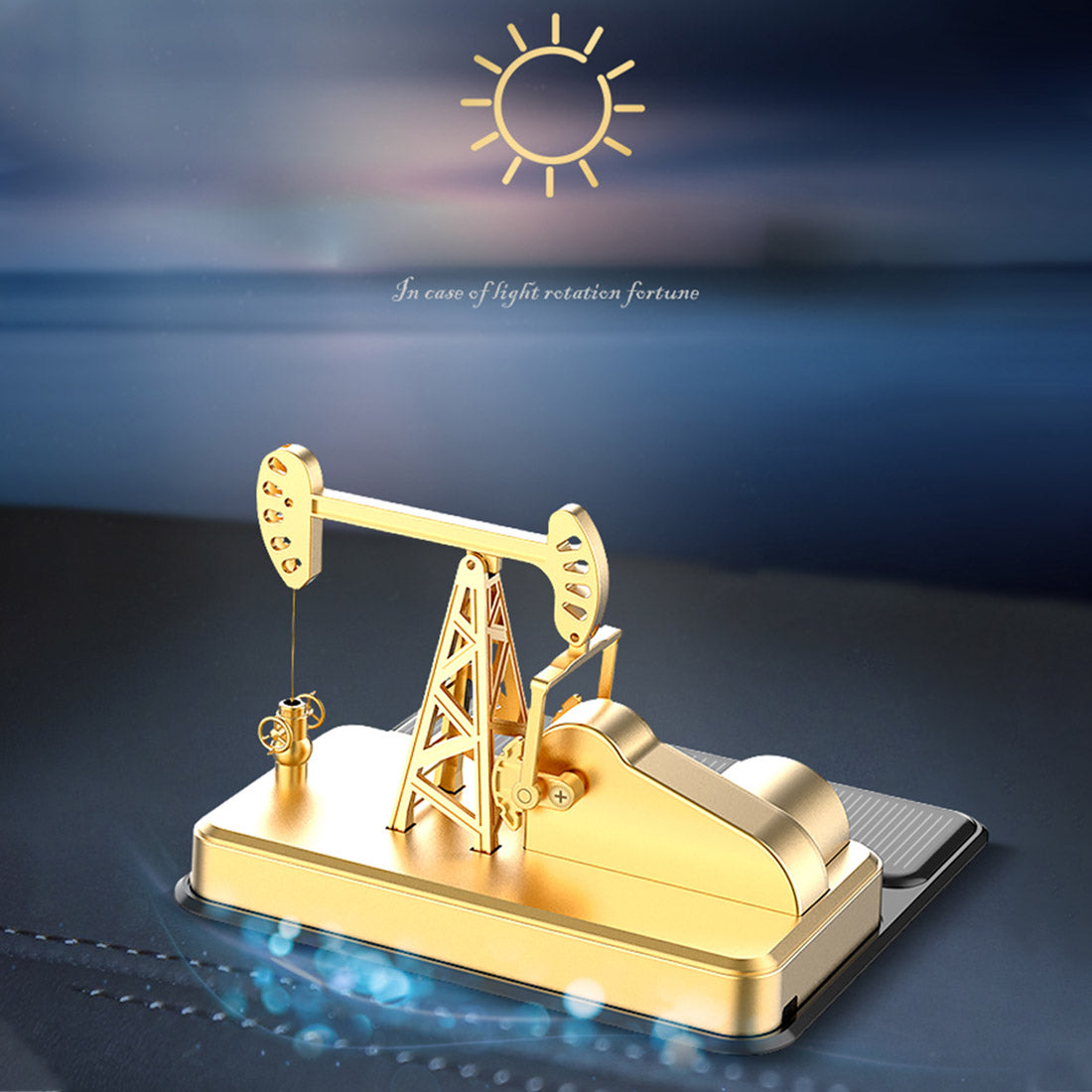 Solar Powered Pump Jack Model Oil Rig Replica Car Aromatherapy Diffuser Kinetic Art-helloworld7