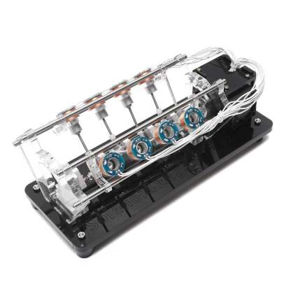 Stark V8 Electromagnetic Engine Model Hall Effect Solenoid Motor with LED & Carbon Fiber