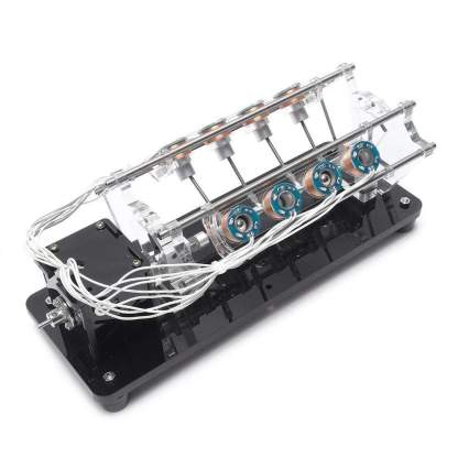 Stark V8 Electromagnetic Engine Model Hall Effect Solenoid Motor with LED & Carbon Fiber