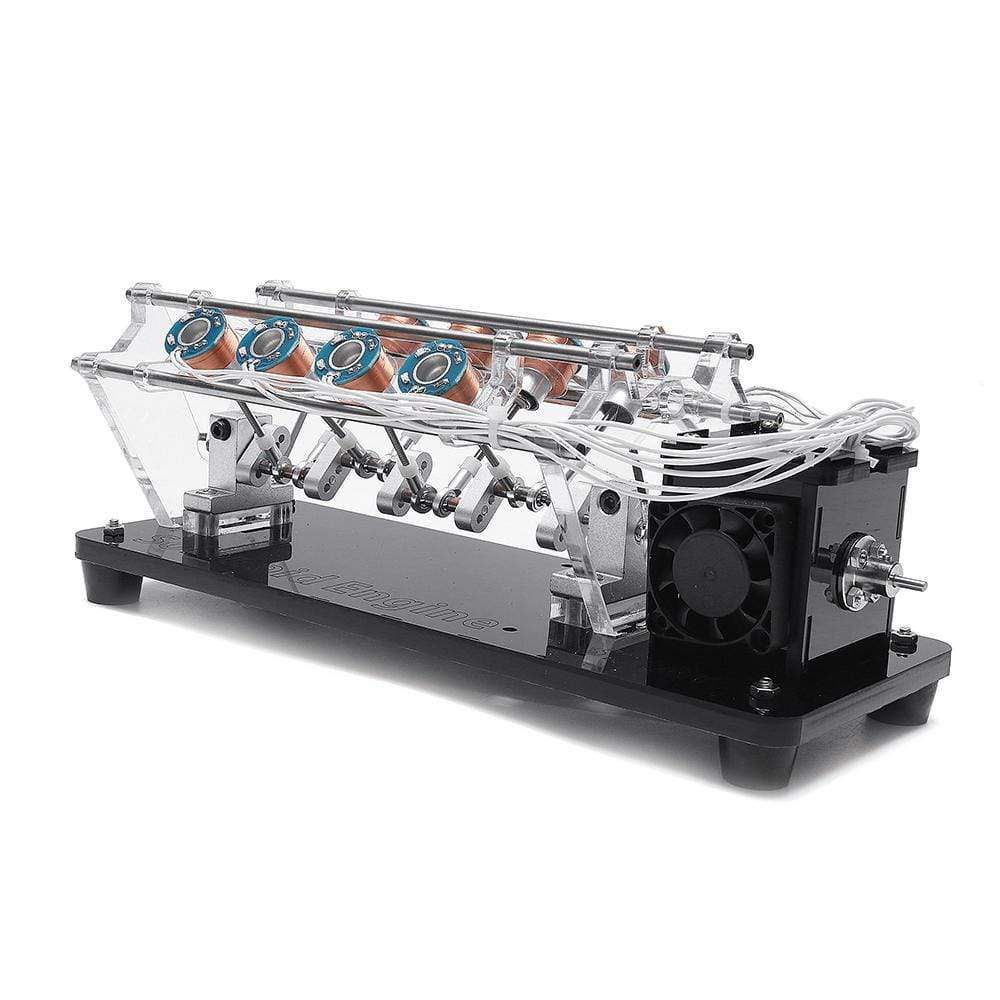 Stark V8 Electromagnetic Engine Model Hall Effect Solenoid Motor with LED & Carbon Fiber