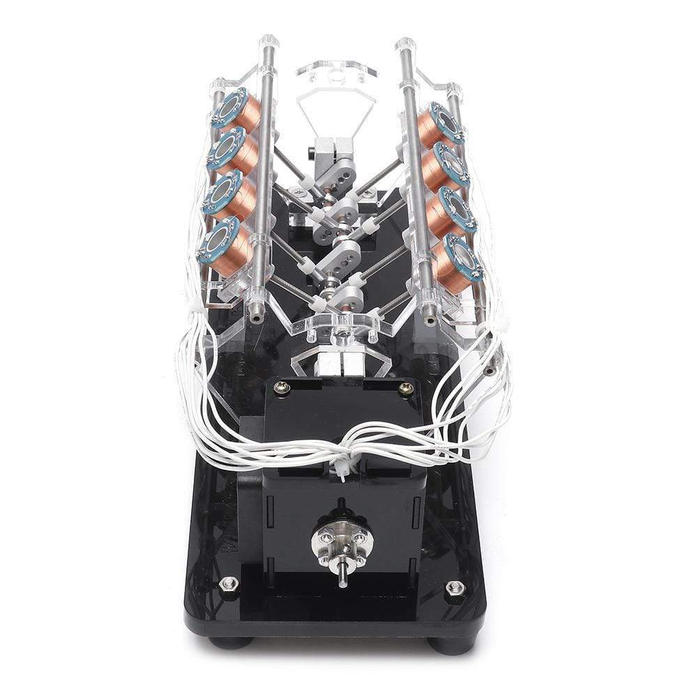 Stark V8 Electromagnetic Engine Model Hall Effect Solenoid Motor with LED & Carbon Fiber