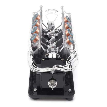 Stark V8 Electromagnetic Engine Model Hall Effect Solenoid Motor with LED & Carbon Fiber