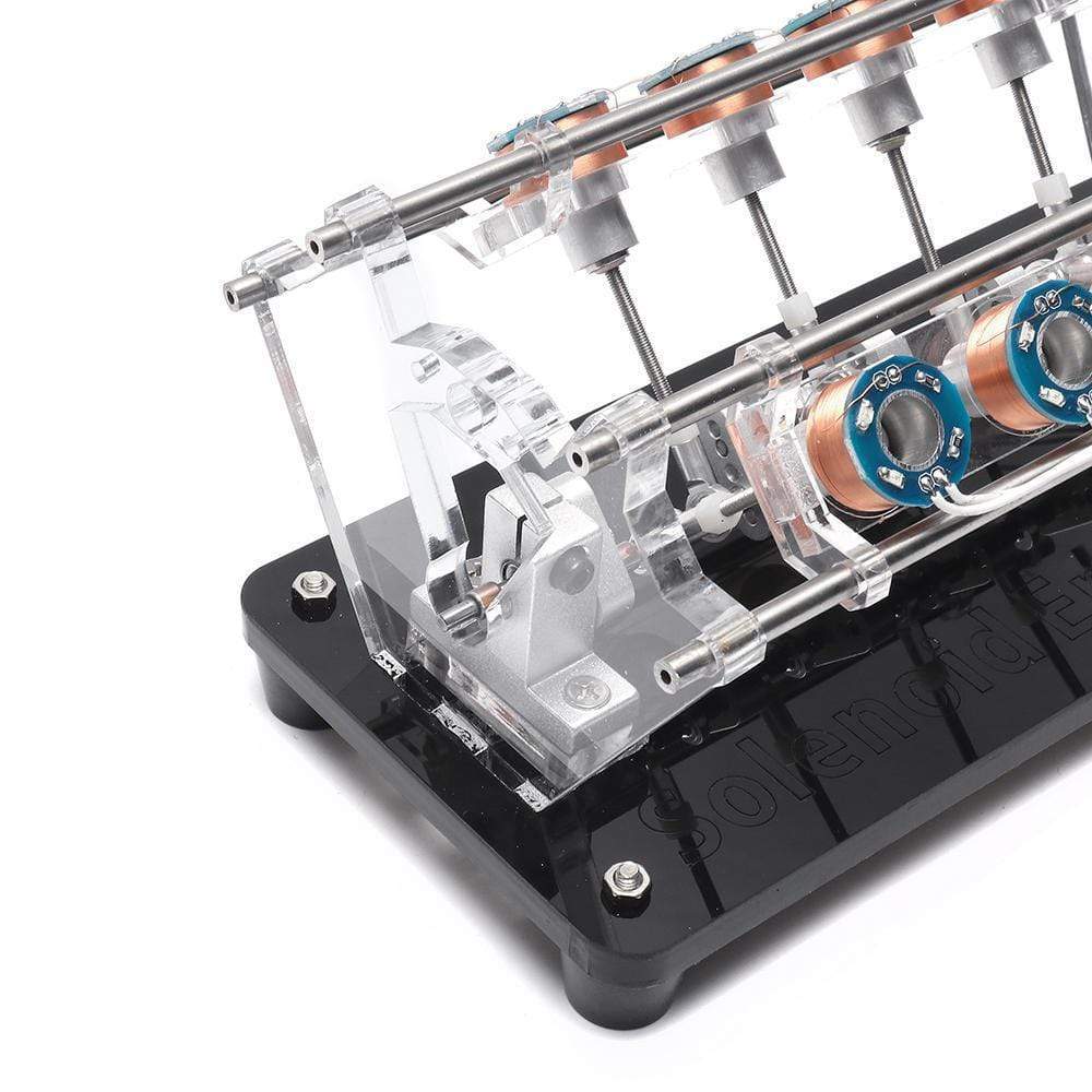 Stark V8 Electromagnetic Engine Model Hall Effect Solenoid Motor with LED & Carbon Fiber