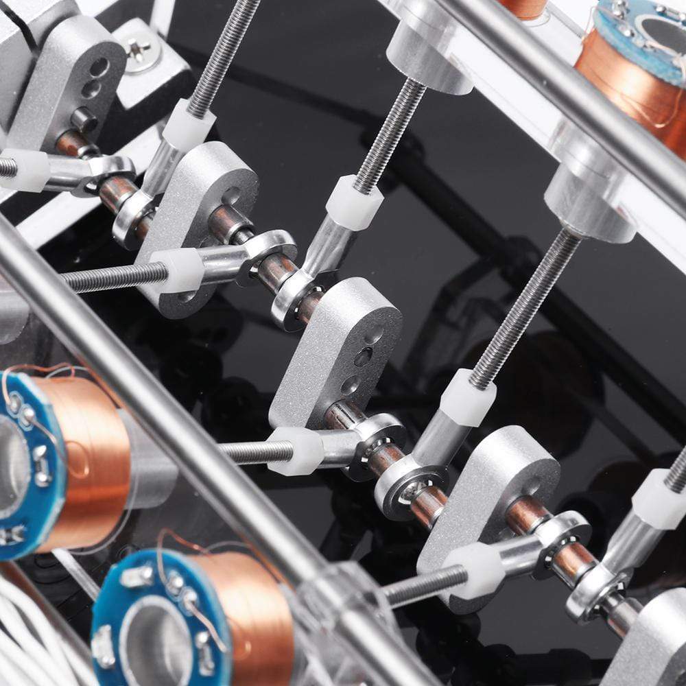 Stark V8 Electromagnetic Engine Model Hall Effect Solenoid Motor with LED & Carbon Fiber