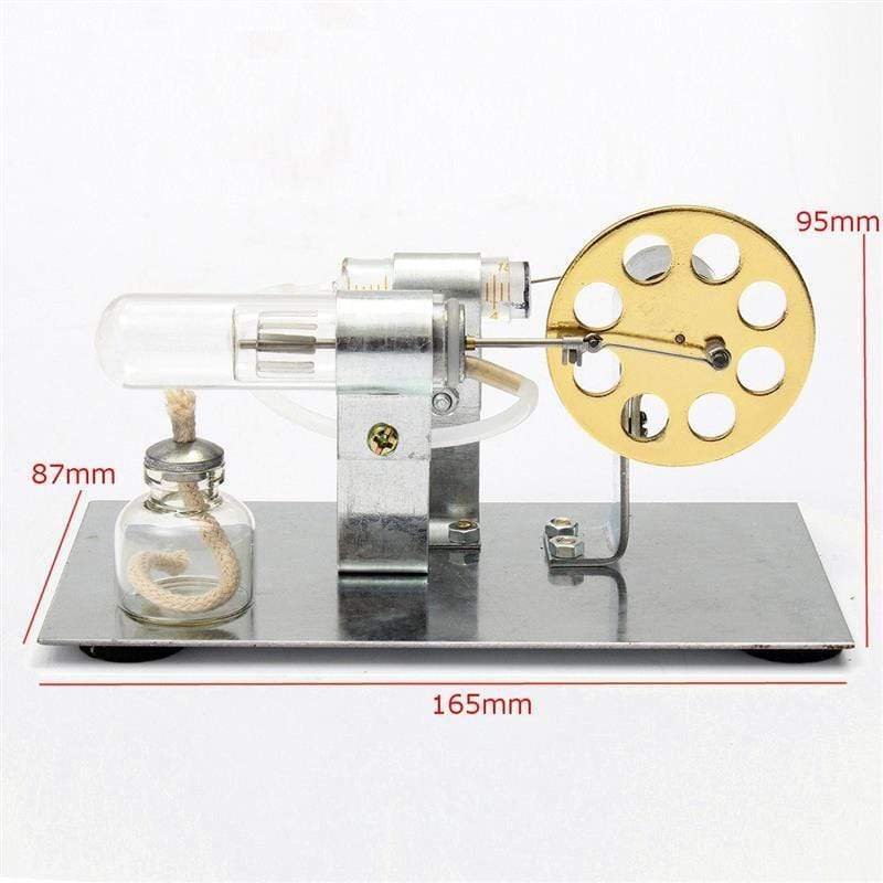 Stirling Engine Motor Model Kit Gold Metal Physics Experiment Toy with LED Generator
