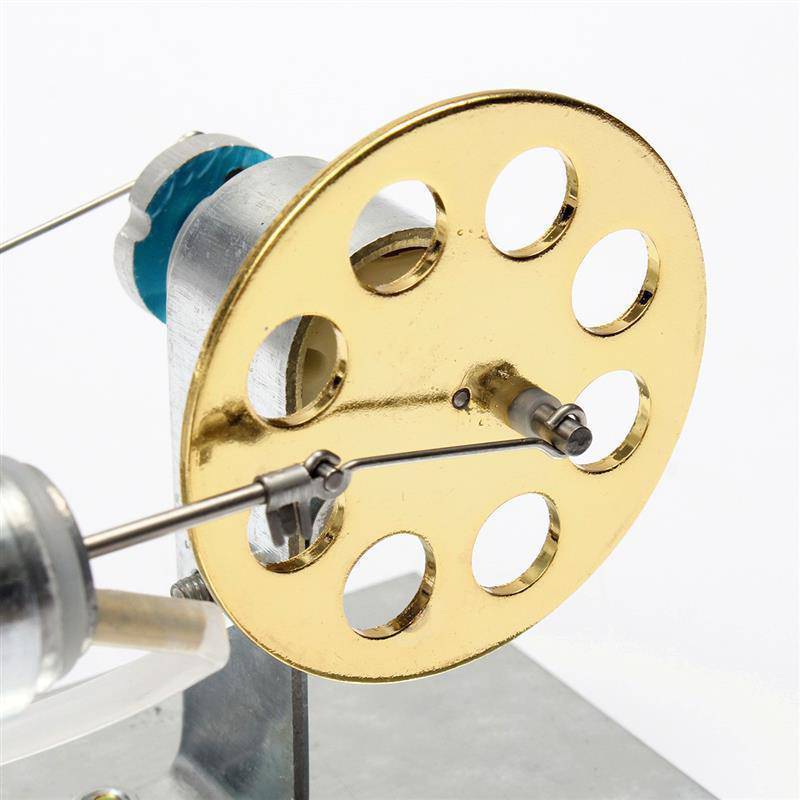 Stirling Engine Motor Model Kit Gold Metal Physics Experiment Toy with LED Generator