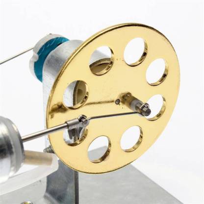 Stirling Engine Motor Model Kit Gold Metal Physics Experiment Toy with LED Generator