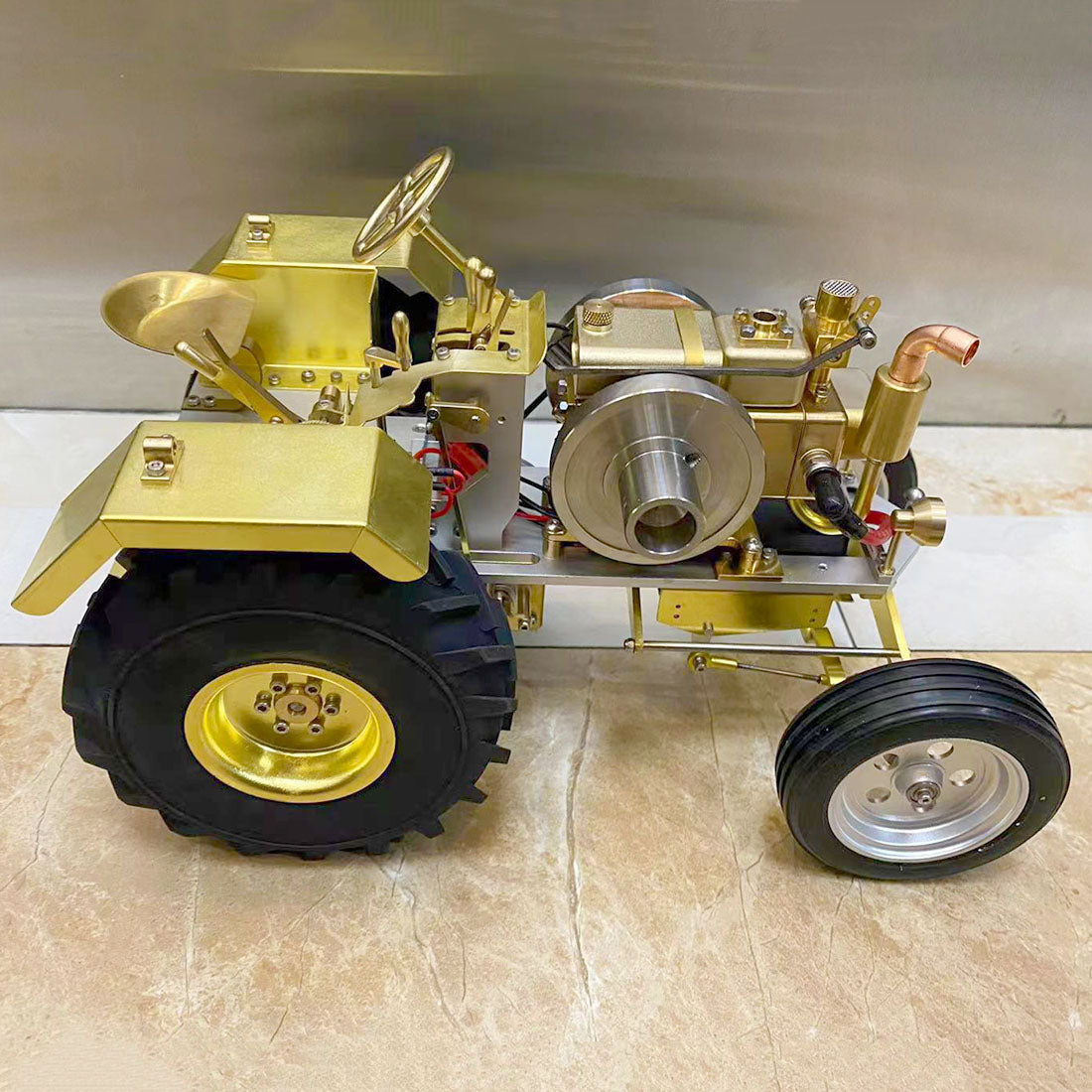T12 Gas-Powered Scale Tractor Model 1.6cc Water-Cooled Engine Metal Farm Vehicle with 3-Speed Transmission