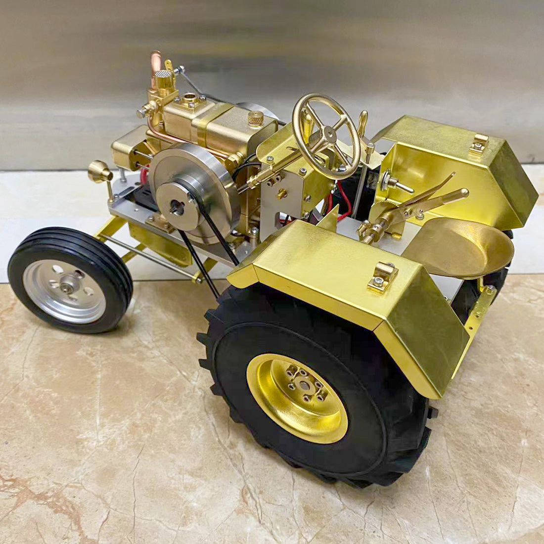 T12 Gas-Powered Scale Tractor Model 1.6cc Water-Cooled Engine Metal Farm Vehicle with 3-Speed Transmission