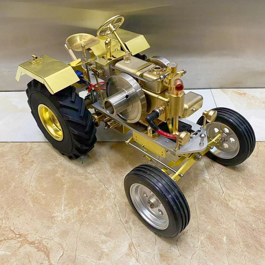 T12 Gas-Powered Scale Tractor Model 1.6cc Water-Cooled Engine Metal Farm Vehicle with 3-Speed Transmission
