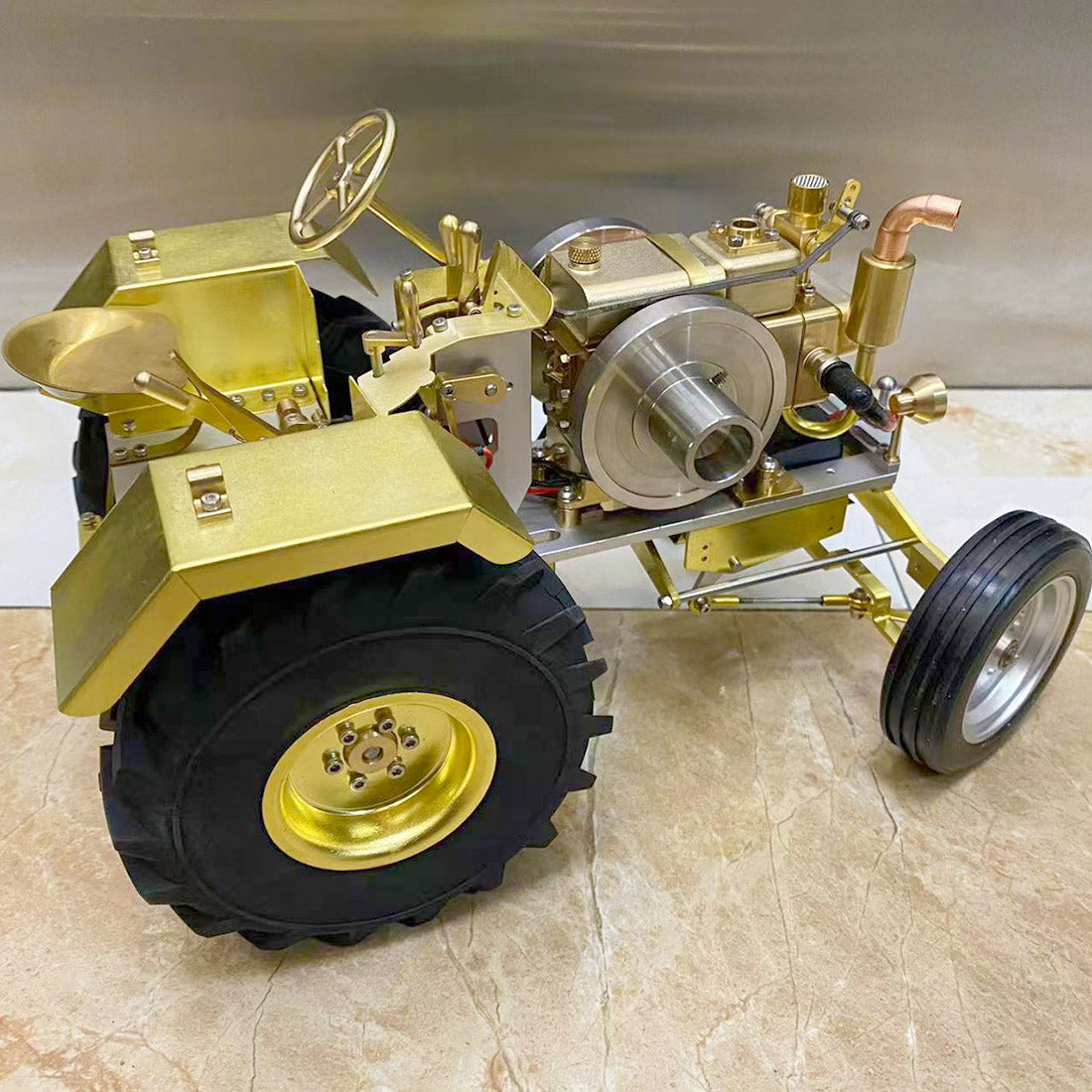T12 Gas-Powered Scale Tractor Model 1.6cc Water-Cooled Engine Metal Farm Vehicle with 3-Speed Transmission