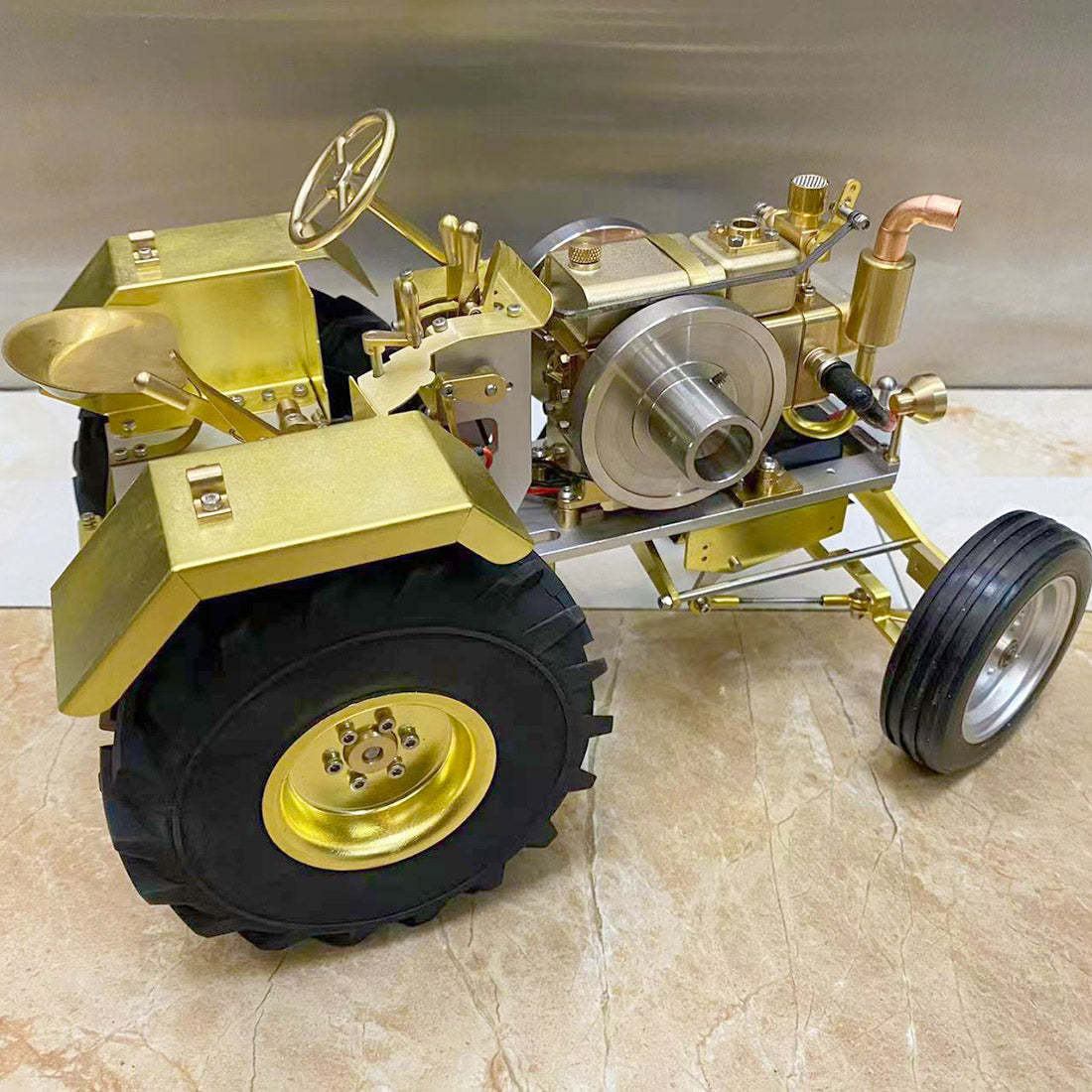 T12 Gas-Powered Scale Tractor Model 1.6cc Water-Cooled Engine Metal Farm Vehicle with 3-Speed Transmission