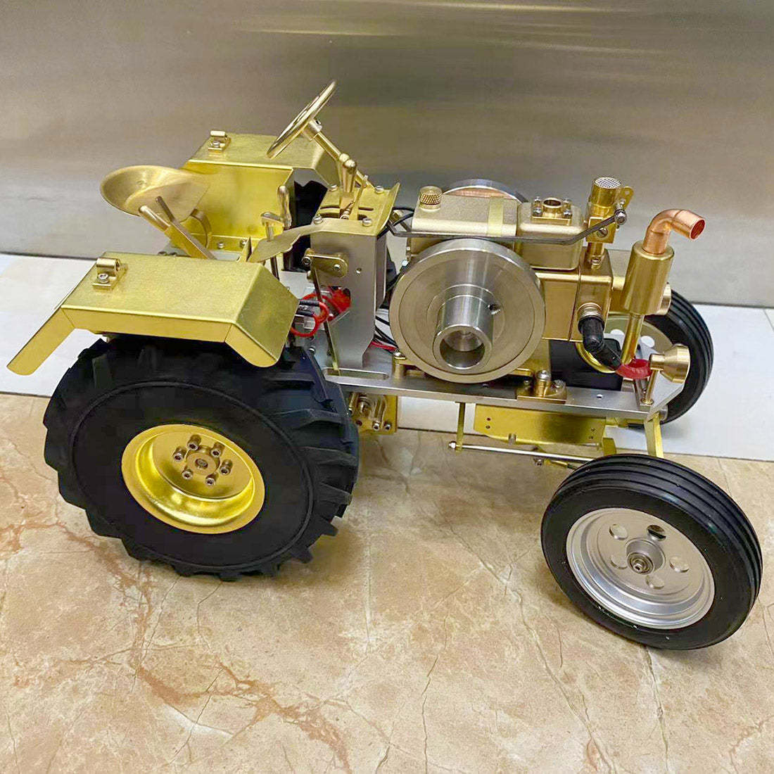 T12 Gas-Powered Scale Tractor Model 1.6cc Water-Cooled Engine Metal Farm Vehicle with 3-Speed Transmission