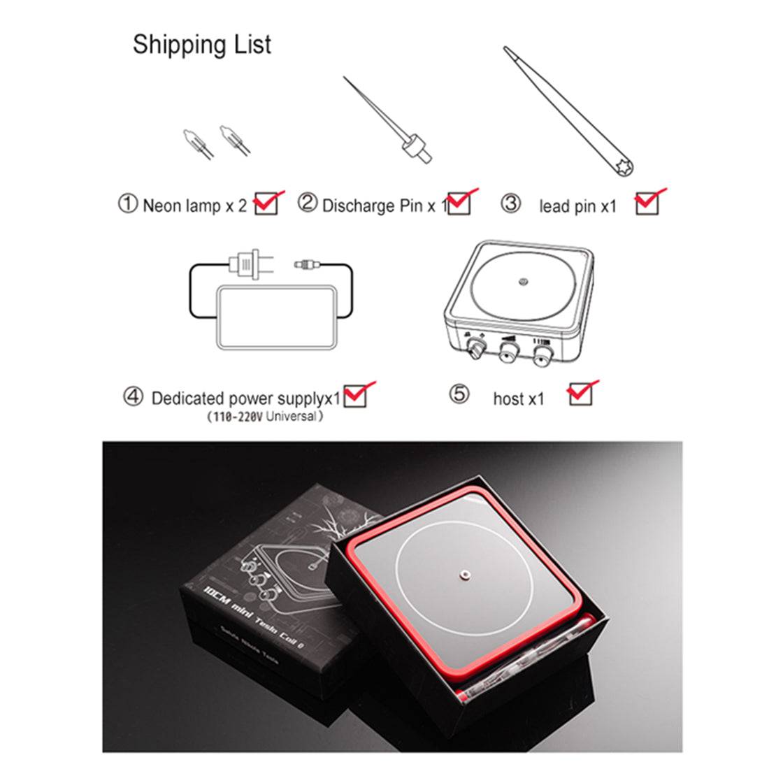 TC10 Red Flat Panel Bluetooth Music Tesla Coil Touchable Arc Plasma Speaker Science Toy-helloworld7