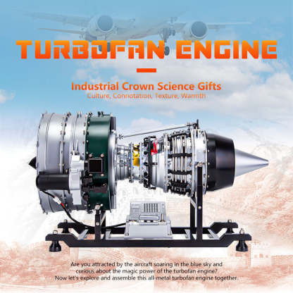 TECHING 1/10 Scale Twin-Spool Turbofan Engine Model Kit All-Metal DIY Aviation Turbine with Sound & Throttle-helloworld7