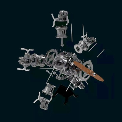 TECHING 1/6 Scale 5-Cylinder Radial Engine Model Kit Metal DIY Assembly Electric Motor STEM Gift-helloworld7