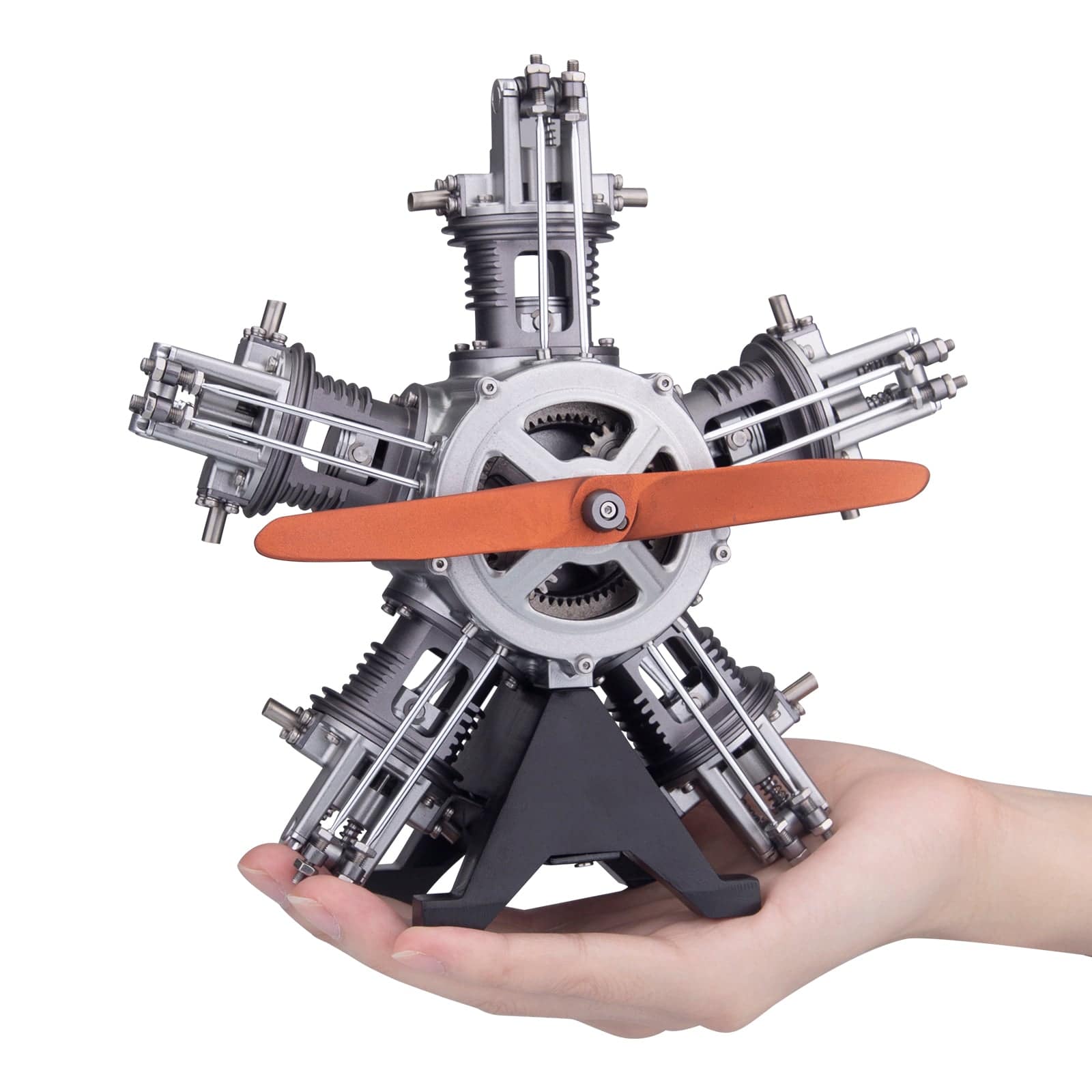 TECHING 1/6 Scale 5-Cylinder Radial Engine Model Kit Metal DIY Assembly Electric Motor STEM Gift-helloworld7