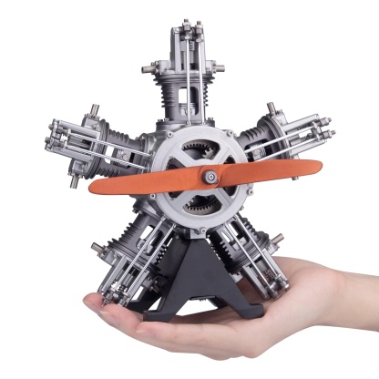 TECHING 1/6 Scale 5-Cylinder Radial Engine Model Kit Metal DIY Assembly Electric Motor STEM Gift-helloworld7
