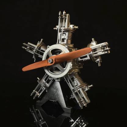 TECHING 1/6 Scale 5-Cylinder Radial Engine Model Kit Metal DIY Assembly Electric Motor STEM Gift-helloworld7