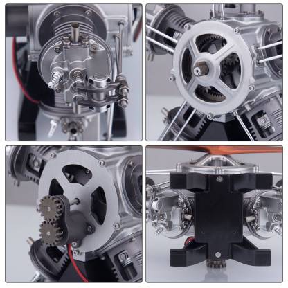 TECHING 1/6 Scale 5-Cylinder Radial Engine Model Kit Metal DIY Assembly Electric Motor STEM Gift-helloworld7