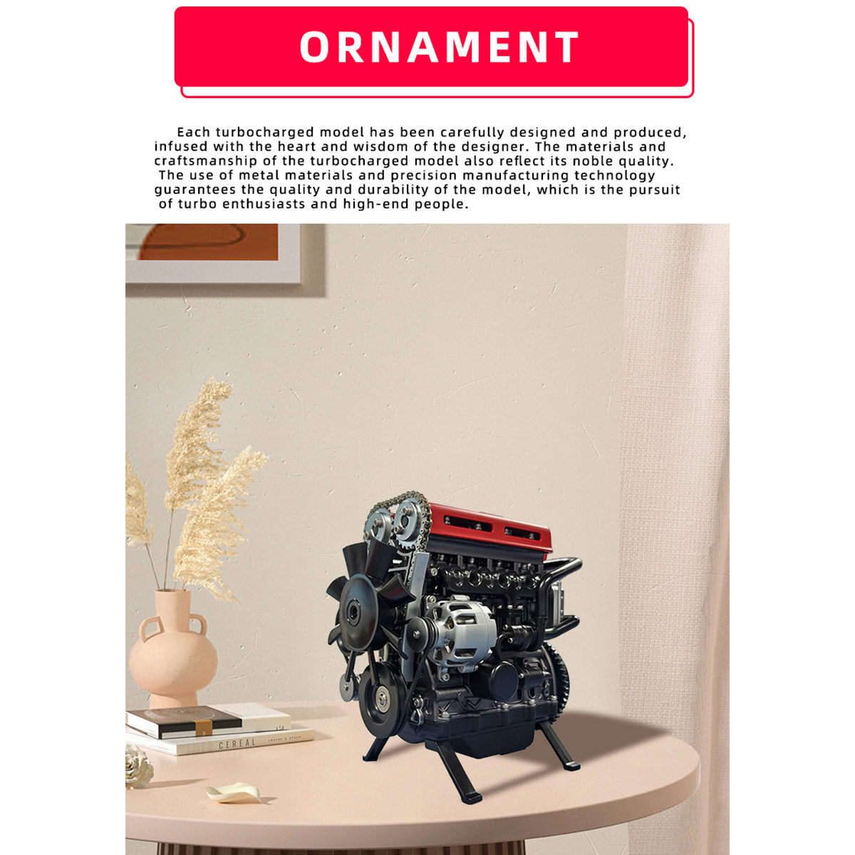 TECHING DM111 DIY 4-Cylinder Turbocharged Engine Model Kit – All-Metal STEM Gift-helloworld7