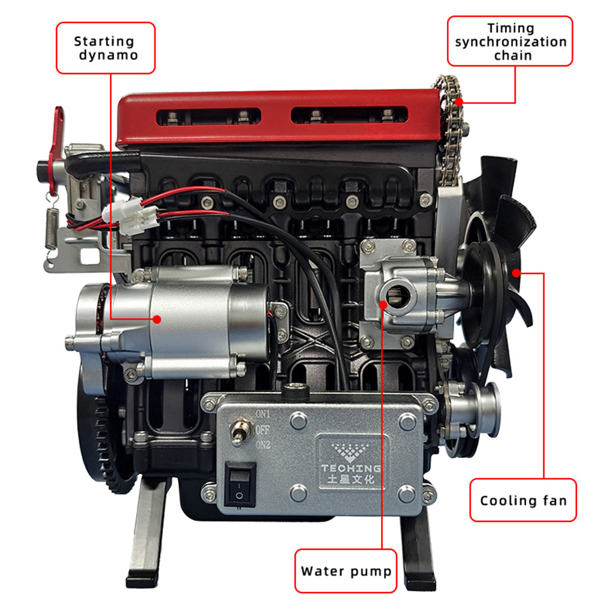 TECHING DM111 DIY 4-Cylinder Turbocharged Engine Model Kit – All-Metal STEM Gift-helloworld7