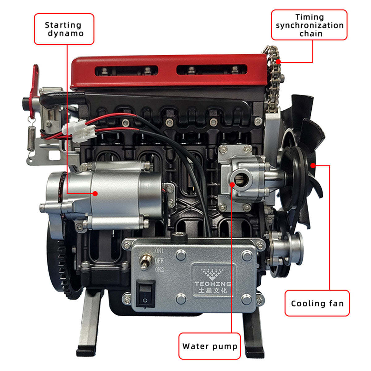 TECHING DM111 DIY 4-Cylinder Turbocharged Engine Model Kit – All-Metal STEM Gift-helloworld7
