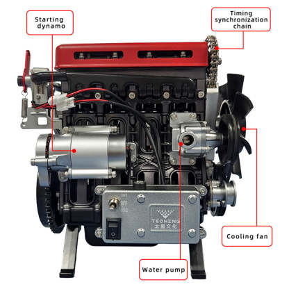 TECHING DM111 DIY 4-Cylinder Turbocharged Engine Model Kit – All-Metal STEM Gift-helloworld7