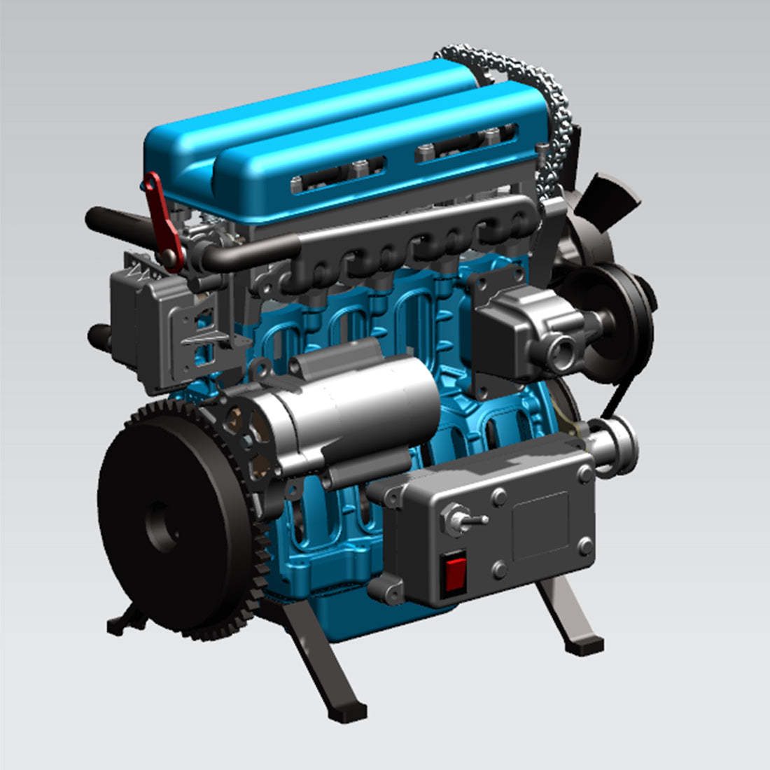 TECHING DM111 DIY 4-Cylinder Turbocharged Engine Model Kit – All-Metal STEM Gift-helloworld7