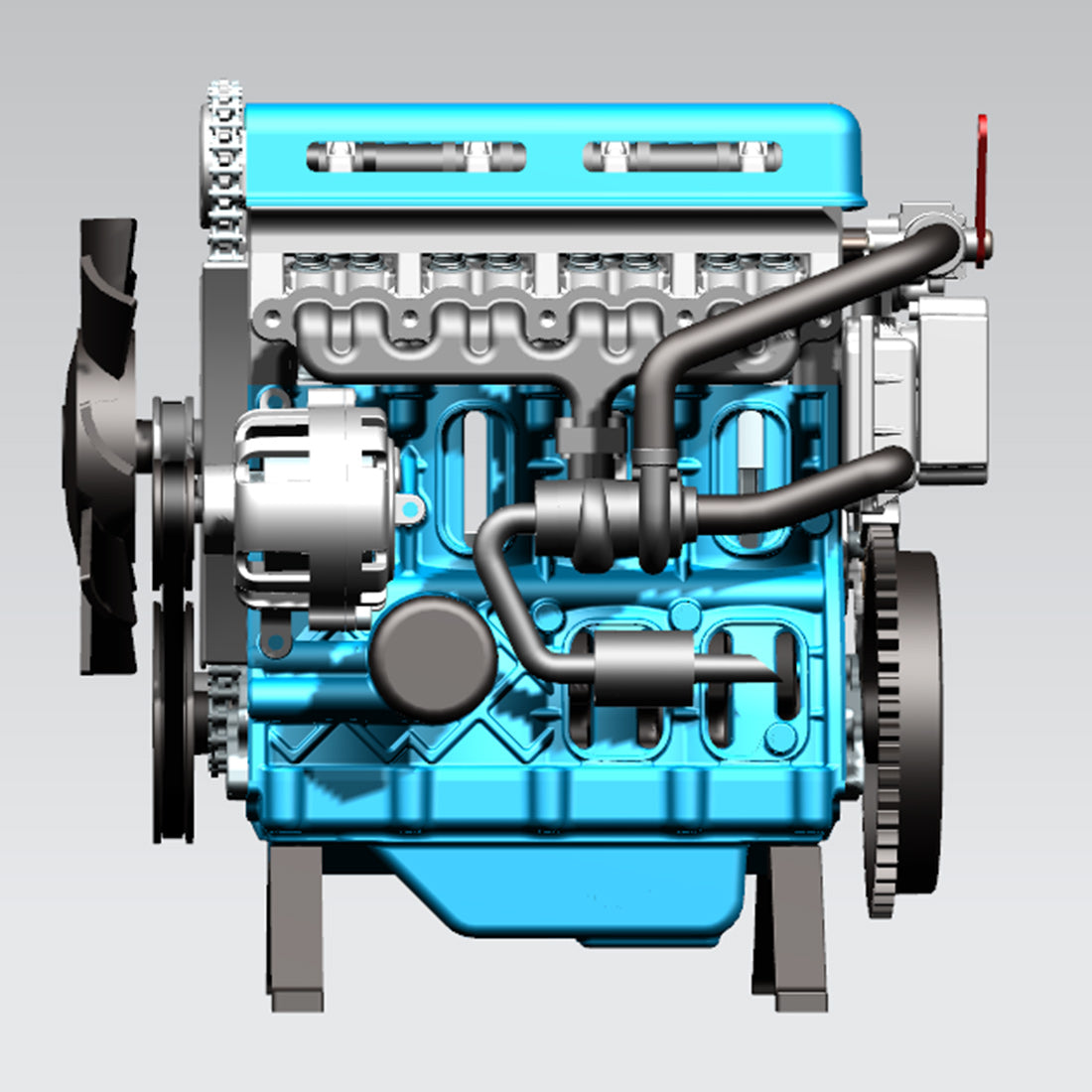 TECHING DM111 DIY 4-Cylinder Turbocharged Engine Model Kit – All-Metal STEM Gift-helloworld7