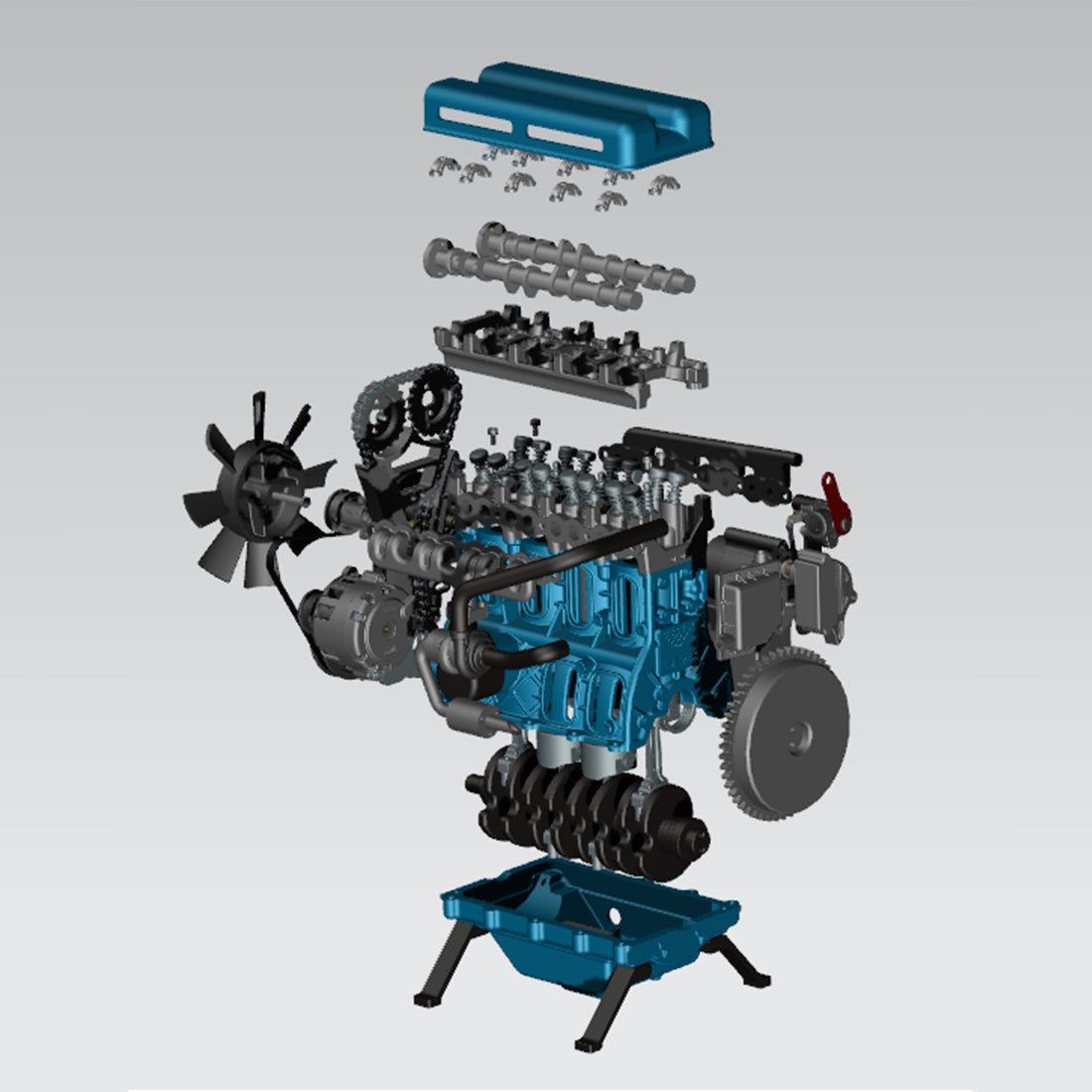 TECHING DM111 DIY 4-Cylinder Turbocharged Engine Model Kit – All-Metal STEM Gift-helloworld7