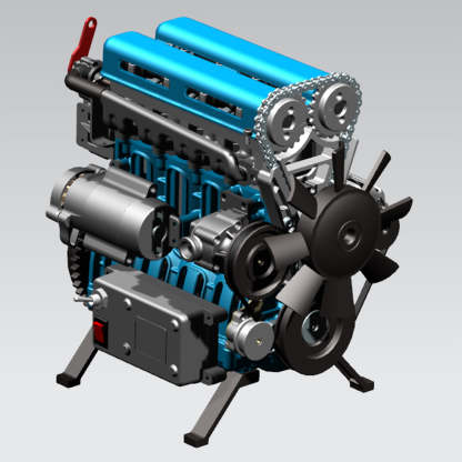 TECHING DM111 DIY 4-Cylinder Turbocharged Engine Model Kit – All-Metal STEM Gift-helloworld7