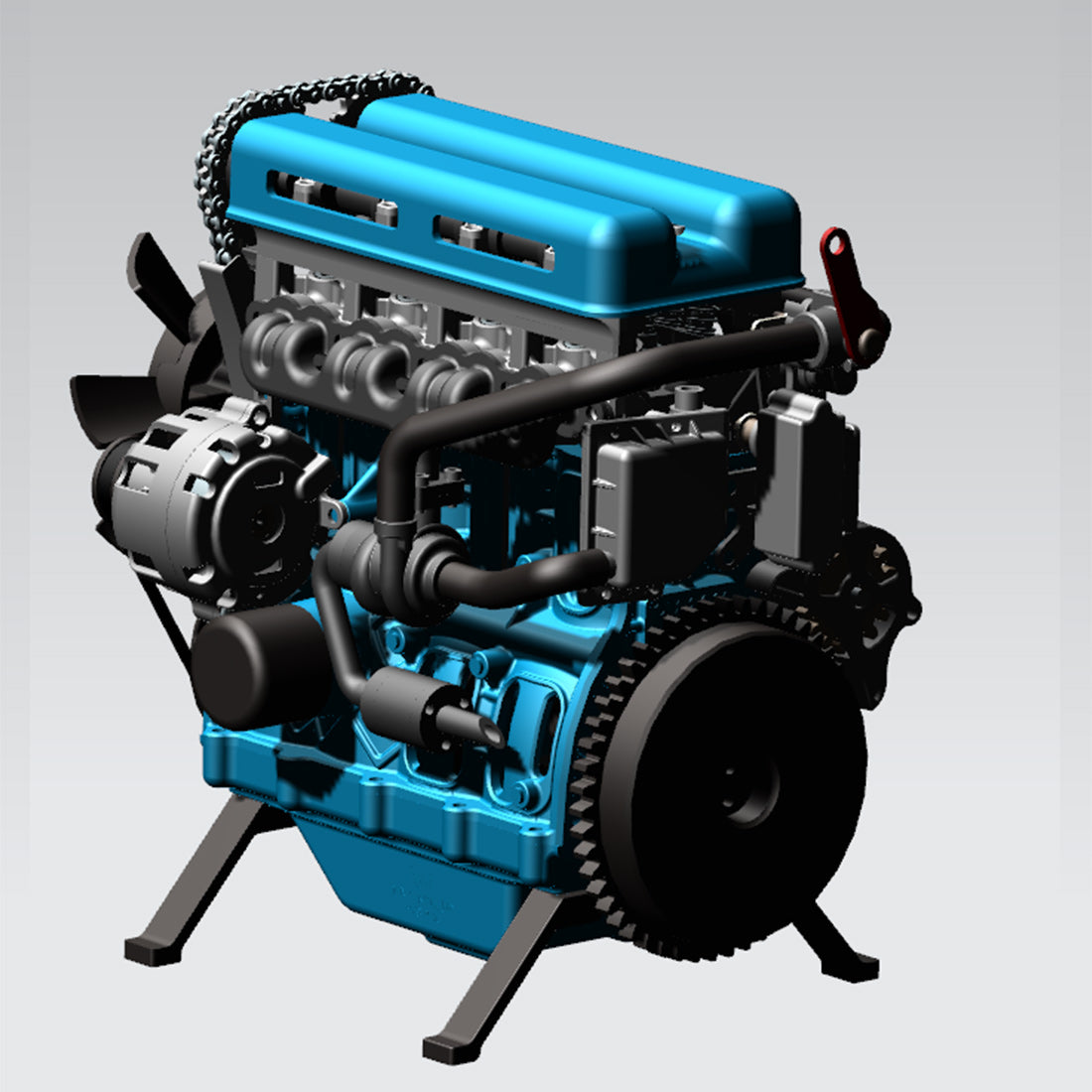 TECHING DM111 DIY 4-Cylinder Turbocharged Engine Model Kit – All-Metal STEM Gift-helloworld7