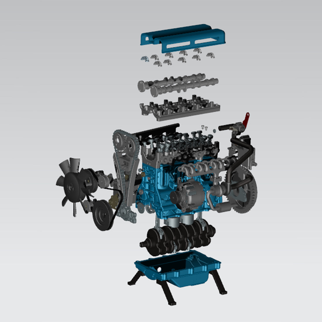 TECHING DM111 DIY 4-Cylinder Turbocharged Engine Model Kit – All-Metal STEM Gift-helloworld7