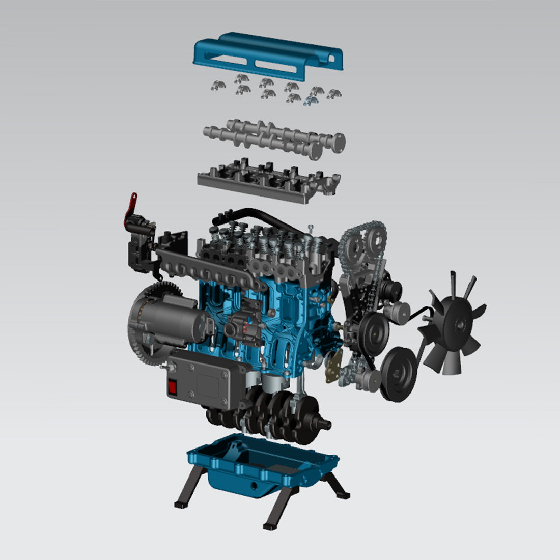 TECHING DM111 DIY 4-Cylinder Turbocharged Engine Model Kit – All-Metal STEM Gift-helloworld7