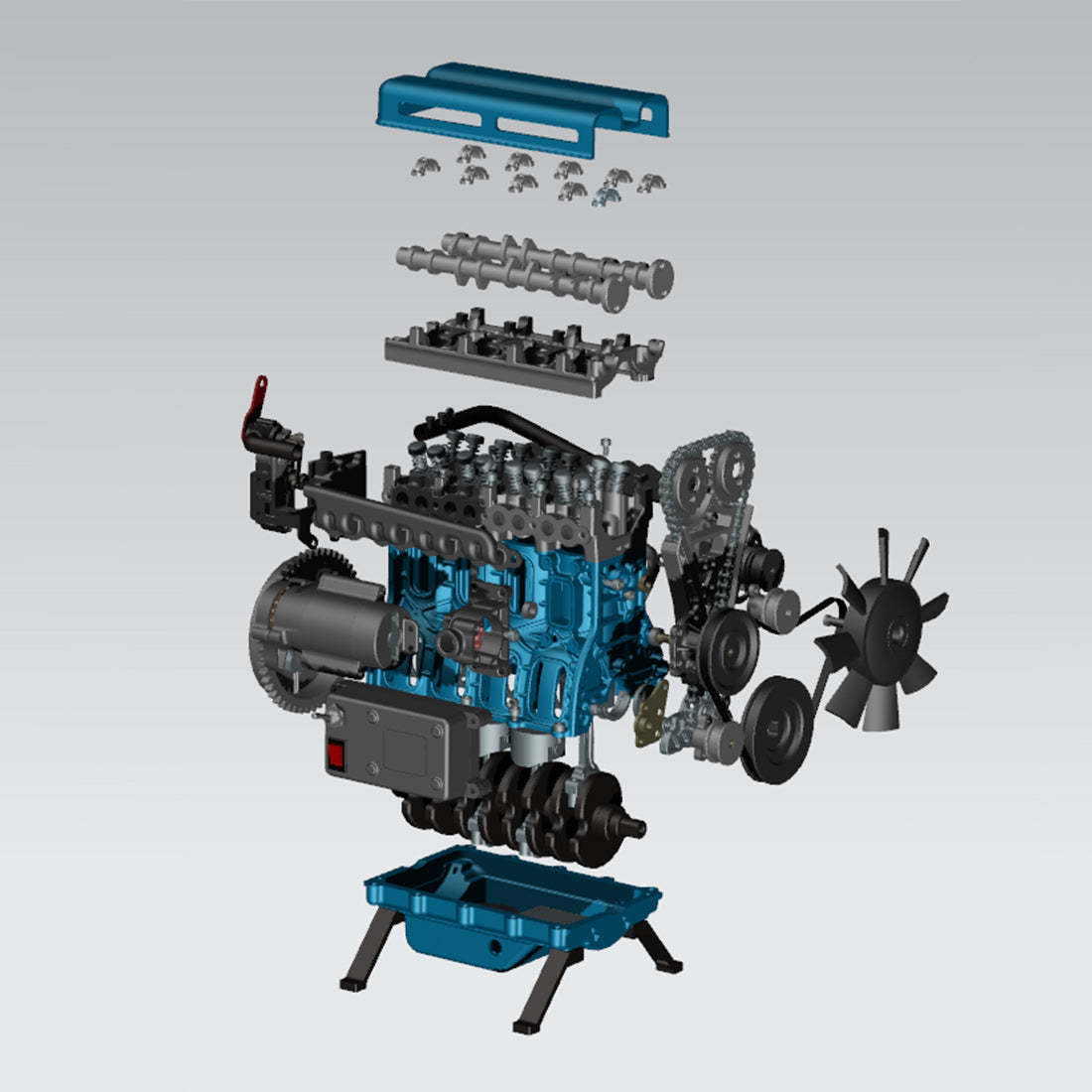 TECHING DM111 DIY 4-Cylinder Turbocharged Engine Model Kit – All-Metal STEM Gift-helloworld7