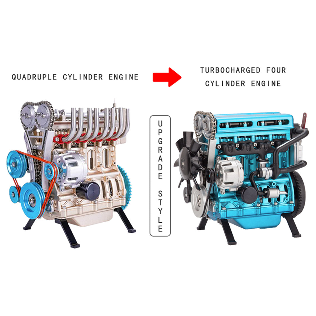TECHING DM111 DIY 4-Cylinder Turbocharged Engine Model Kit – All-Metal STEM Gift-helloworld7
